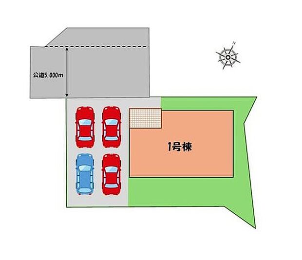 ≪全体区画図≫
駐車４台可能（車種による）！
急な来客時や、ご家族の自転車スペースとしても大活躍♪
