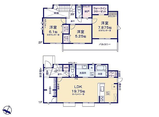 (1号棟)、価格3280万円、3LDK+S、土地面積221.42m2、建物面積104.21m2