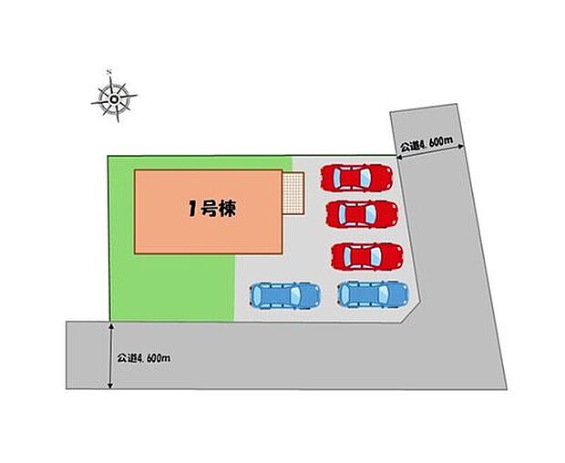 ≪全体区画図≫
駐車5台可能(車種による)!
急な来客時や、ご家族の自転車スペースとしても大活躍♪