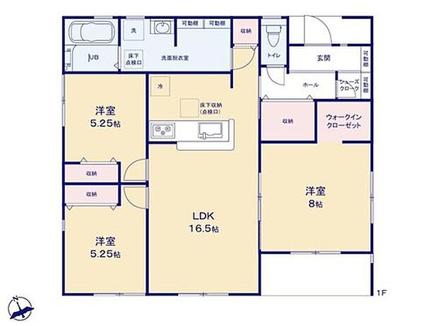【3LDK】リネンスペースが設置されています！タオルやパジャマ、下着などを収納するスペースです！個室に取りに行くという手間も省けますね！雑然とした洗面室がスッキリします！
