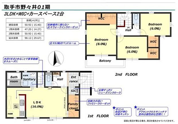 【3LDK】水回りを集中させることで家事動線が短くなり、料理や洗濯、掃除などの家事をスムーズに行えます！家事に割く時間が大幅に削減されるため、家での生活がより快適になりますね！