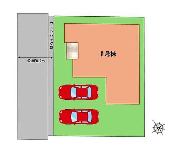 【全体区画図】駐車２台可能（車種による）！
急な来客時や、ご家族の自転車スペースとしても大活躍♪
