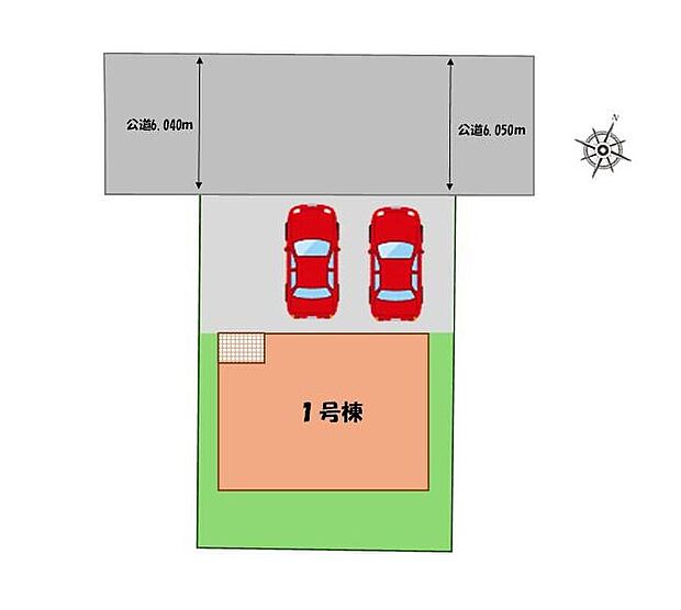 【全体区画図】駐車2台可能(車種による)!
急な来客時や、ご家族の自転車スペースとしても大活躍♪