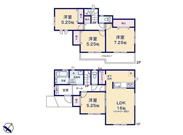 【4LDK】仕事を終えた帰宅時、休日に思いきり外で遊んで帰ってきた時、外にいた体は汗や埃で思いのほか汚れています。家の中に多くの汚れを持ち込まないため帰宅後、玄関から直接お風呂へ行ける間取りはうれしいです!
