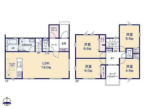【4LDK】家事動線が短くなり、入浴準備や洗濯がスムーズにこなせる効率的な間取りです。忙しい毎日でも動きやすく、暮らしやすさを実感いただける配置になっています。