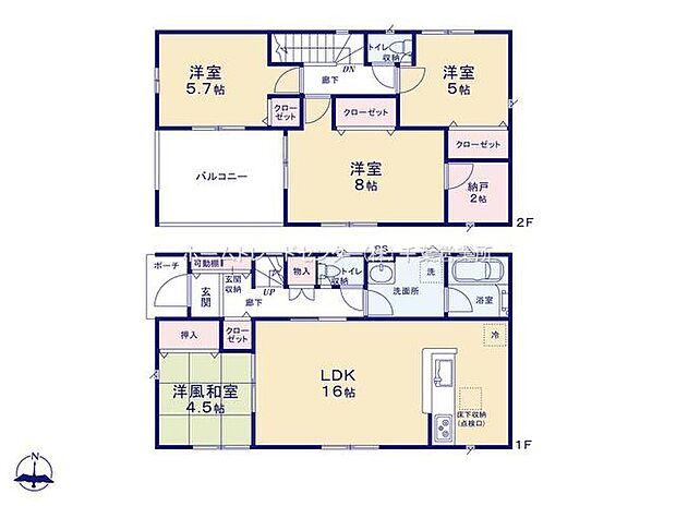 (5号棟)、価格3288万円、4LDK、土地面積135.14m2、建物面積95.58m2