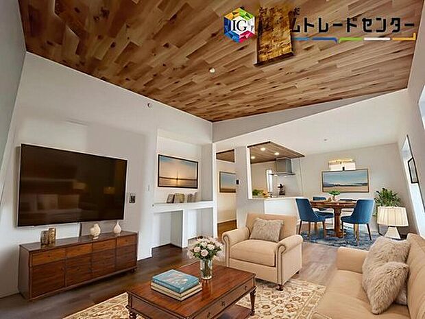 ≪Living room≫
自然光に包まれたリビング。あふれる陽光の輝き、子どもたちの笑顔も光り輝いて見える。         
※家具はCGでございます。