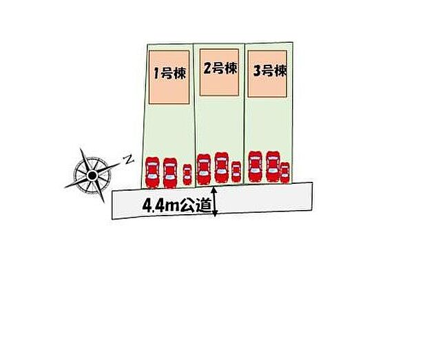 ≪全体区画図≫
カースペース３台分♪全棟きれいな整形地♪
