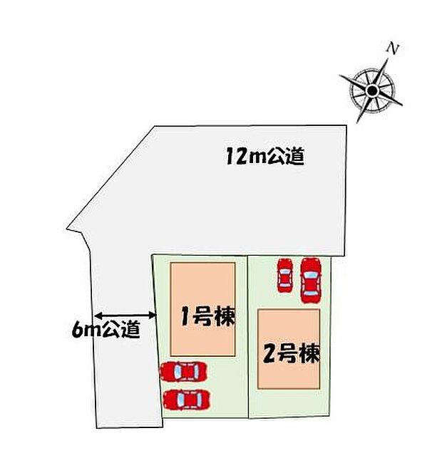 ≪全体区画図≫
駐車場２台分♪角地につき陽当たり良好♪
