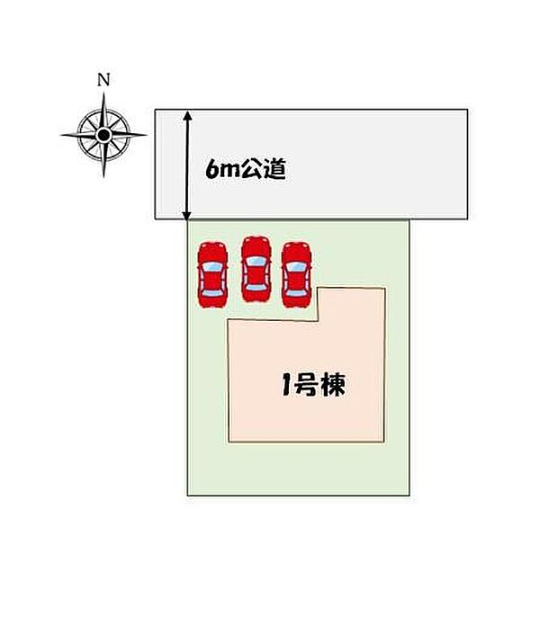 ≪全体区画図≫
敷地面積50坪超♪カースペース3台分☆(車種による)