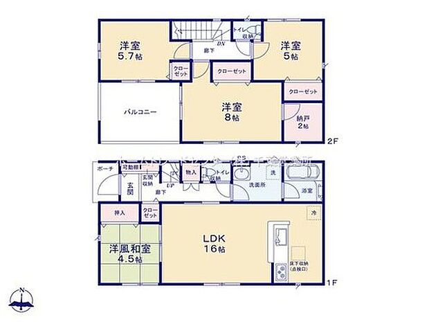 【4LDK】2階にあるテレワークルームは趣味のスペースとしてはもちろん、ご主人様が持ち帰ってきた仕事をするスペースとしてもお使い頂けます♪ホット寛げる和室もご用意♪