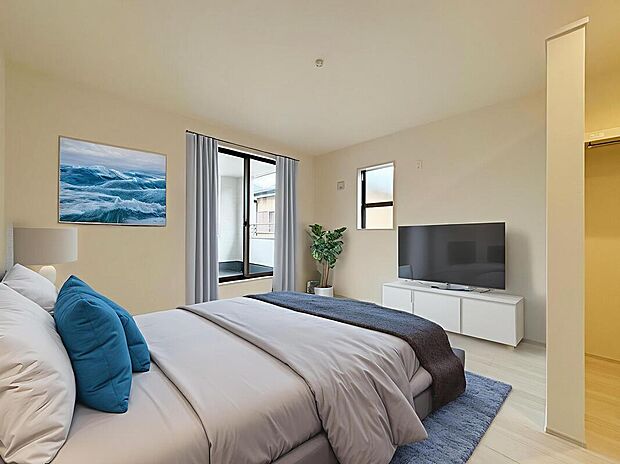 【居室】寛ぎの時間を紡ぎだす主寝室。大型ベットを置いても余裕です。※家具はCGでございます。