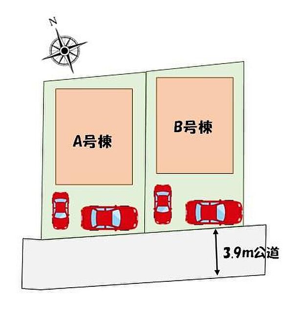 【全体区画図】カースペース２台分♪