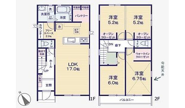 【3LDK】2階洋室は家族構成の変化に合わせて、間取りも変化可能♪
食品をストックできる大型パントリー付き♪
リビング隣のフリースペースは、家事室やお子様の勉強スペースなど多目的に利用可能です♪