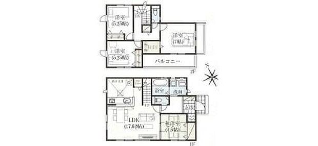 【4LDK】帰宅時・外出時の自然なコミュニケーションを育むリビングイン階段を採用。仲良し家族の画が浮かびます♪ホット寛げる和室もご用意♪