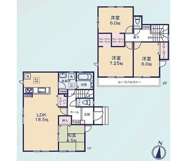 【4LDK】リビング隣の和室は、客間としは勿論、お昼寝スペースや書斎など、多目的にお使い頂けますので、大変便利です♪２階の部屋にはウォークインクローゼットが２カ所にございます♪