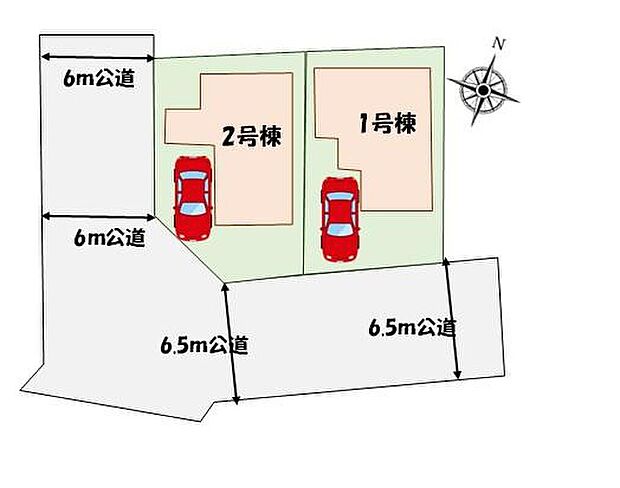 【全体区画図】カースペースあり♪角地・南面道路につき陽当たり良好♪