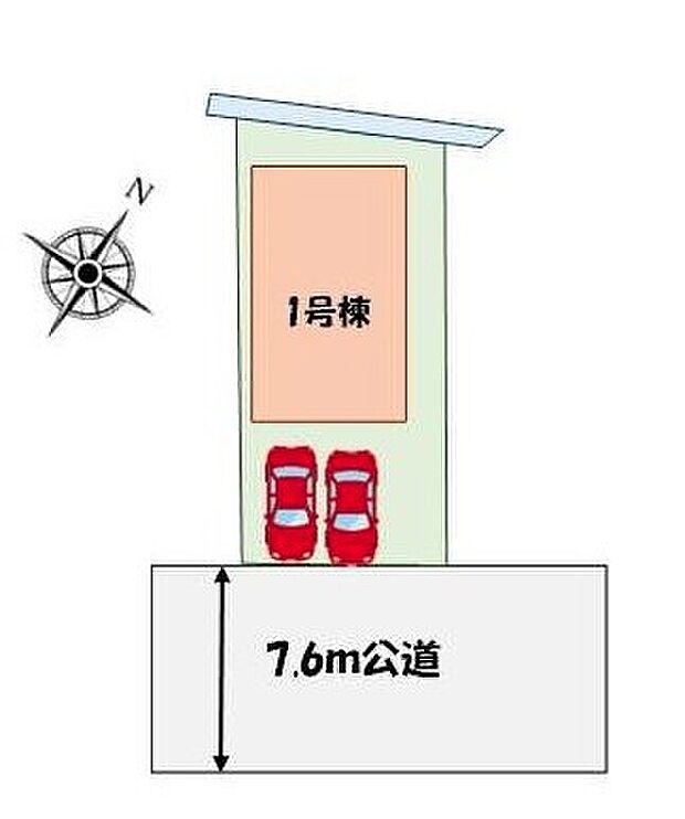 【全体区画図】カースペース2台分♪南道路に付き陽当たり良好♪