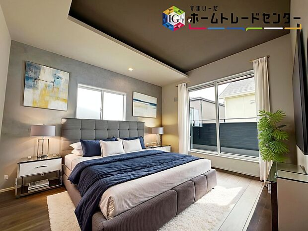 【寝室】≪Room≫
お陽さまの光をさわやかな風をたっぷりとりこめます。室内はいつも明るい印象なので気持ちの良い朝を迎えられます。毎日の生活も明るくなりそうです。
※家具はCGでございます。
