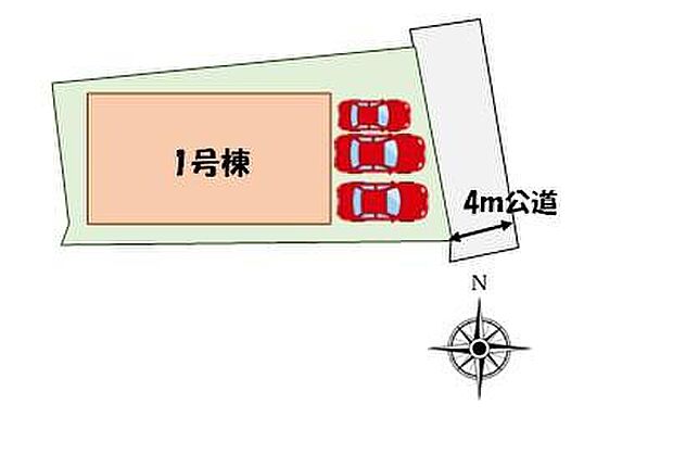 【全体区画図】カースペース３台分♪