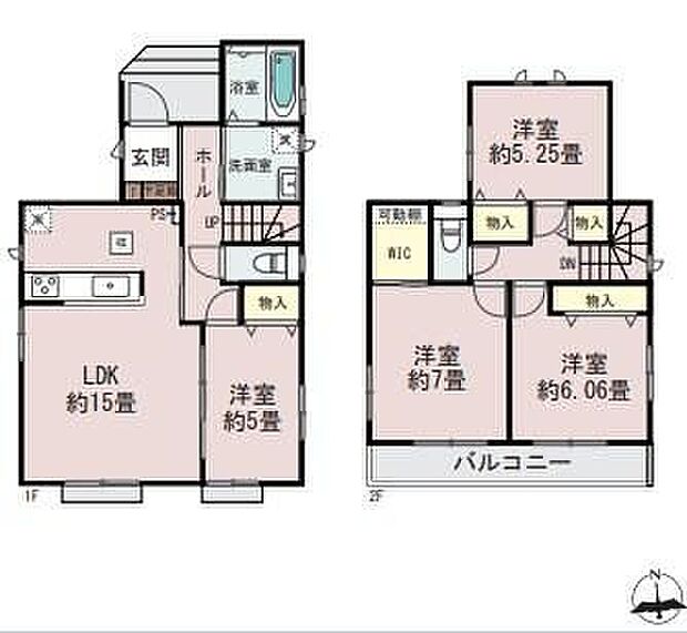 【4LDK】リビング隣の洋室は、客間としは勿論、お昼寝スペースや書斎など、多目的にお使い頂けますので、大変便利です☆収納力豊富なウォークインクローゼットを設置。目的に応じてすっきり美しい収納を実現します☆