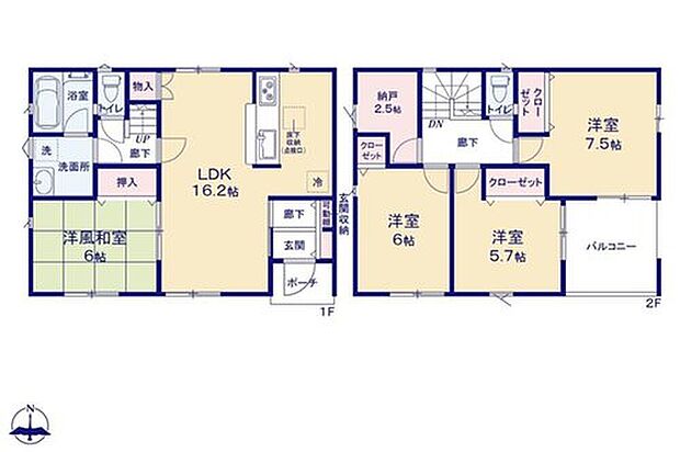 (2号棟)、価格2090万円、4LDK+S、土地面積222.74m2、建物面積106.1m2