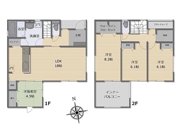 (1号棟)、価格2180万円、4LDK、土地面積190.7m2、建物面積119.24m2