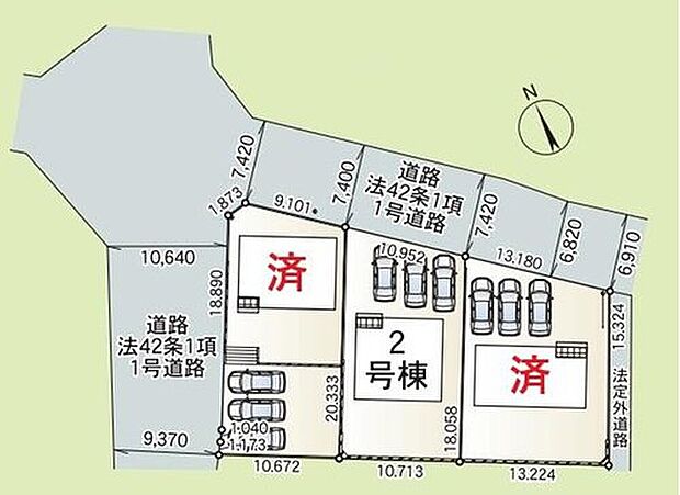  １号棟　ご成約済み
２号棟　２，１９０万円
３号棟　ご成約済み


並列３台（車種による）分の駐車スペースを確保しました♪