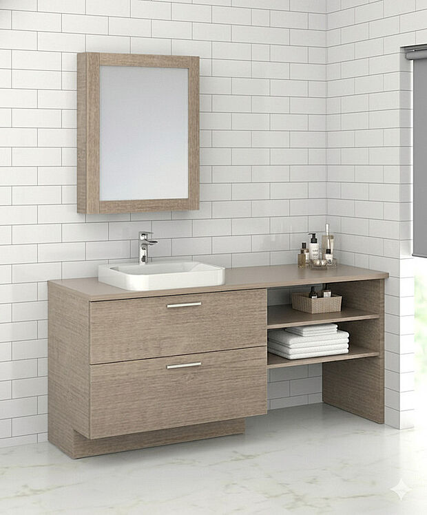 【洗面化粧台：TOTO ドレーナ】広い陶器ボウルとハイネック水栓は使いやすさ抜群◎ワイドカウンターで洗面室を便利なランドリー空間に！「洗う・干す・畳む」が効率よく行えます♪