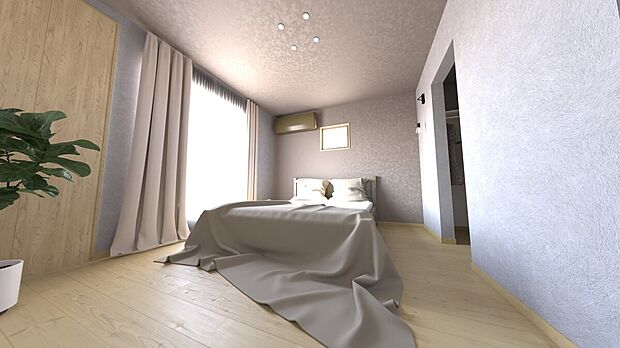 【主寝室】主寝室は広々していて安らげる空間に。大きな窓から光が差し込み、朝の目覚めも良さそう♪※施工事例です。実物とは異なります。