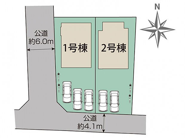 熊谷市赤城町1丁目2棟 区画図