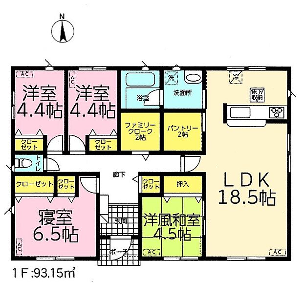 【4LDK】◇間取り図（3号棟）｜敷地面積：356.11（約107.72坪）　建物面積：93.15（約28.17坪）