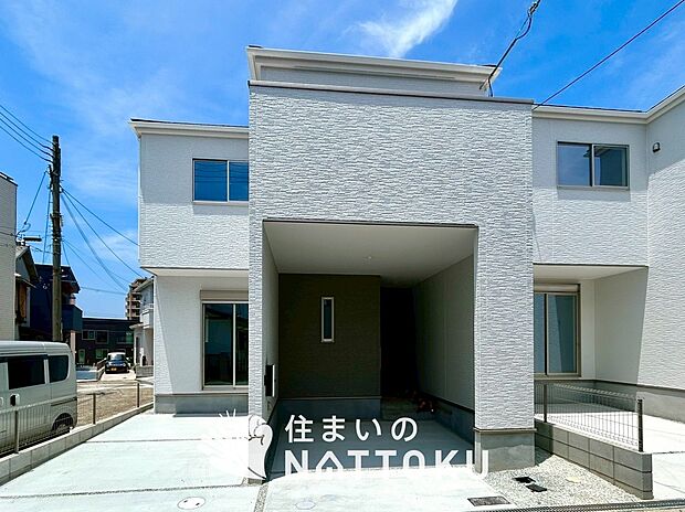 【現地写真(外観)【2号地】】断熱性、気密性を高める工夫で一年中ずっと心地よく暮らせる、高気密・高断熱です。