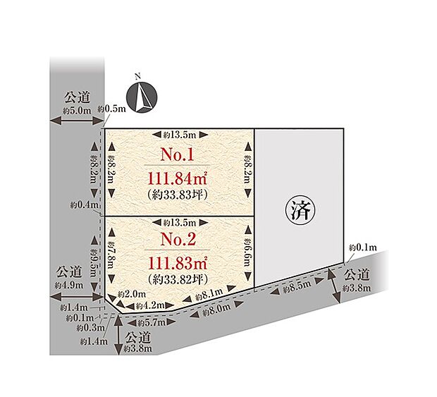 No.1区画 12,100万円 111.84m2
No.2区画 12,900万円 111.83m2