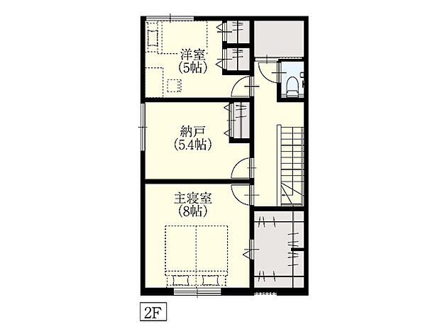 【建物参考プラン_2F（No2区画）】土地価格7,700万円、建物価格3,800万円、建物面積94.85m2
本プランは一例で採用は土地ご購入者様の判断に委ねられます。※家具調度品は価格に含まれません。詳しくは係員にお尋ね下さい。
