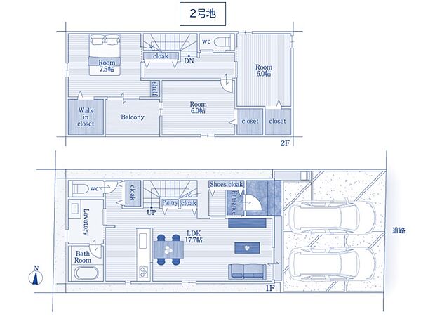 2号地間取り図 ※図面と現況が異なる場合には現況優先とします