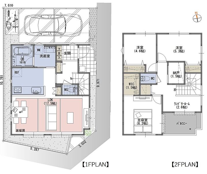 間取り図（B号棟）■3LDK + WIC+ 納戸＋ランドリールーム