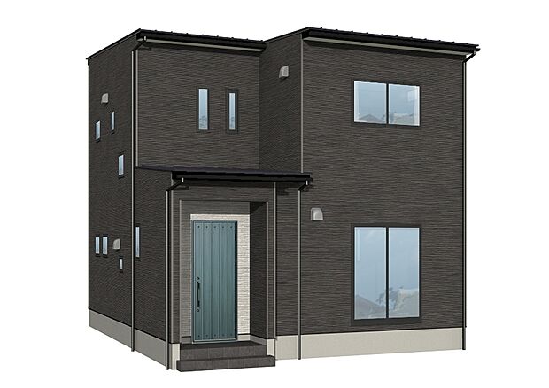 【イメージ図】スタイリッシュなダークグレーが映える、都会的で洗練された外観デザイン。大きな窓から自然光がたっぷり入り、明るく開放的な室内空間が広がります。駐車は3台可能です◎