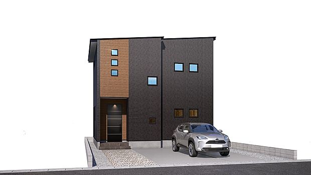 3台分の駐車スペースが確保されており、駐車に悩む心配はありません。さらに、グレーと木目調の洗練されたデザインが際立つ、飽きのこない外観が魅力です♪