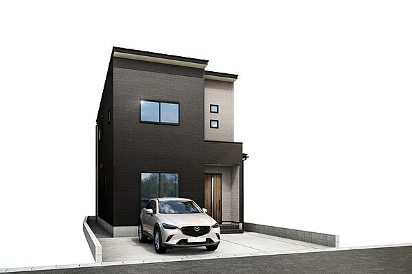 【外観イメージ】落ち着いた色合いでまとめた、シンプルモダンな外観。敷地内には車3台分の駐車スペースを確保し、来客時にもゆとりを持って対応できます！