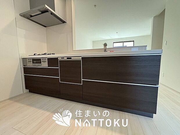 現地写真（キッチン）
収納たっぷりのシステムキッチン、浄水器付水栓を標準装備しています。
