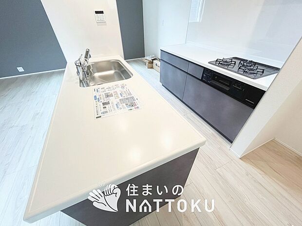 現地写真(キッチン)
収納たっぷりのシステムキッチン、浄水器付水栓を標準装備しています。
