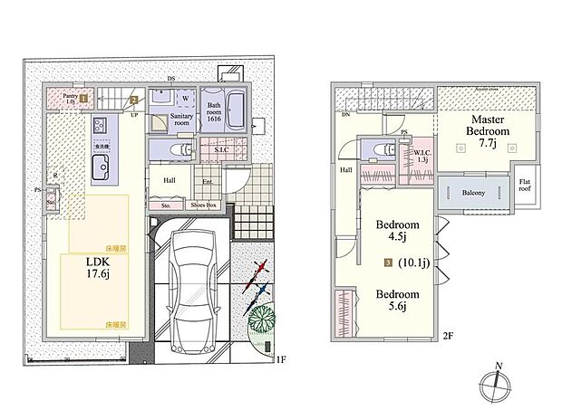 (1号棟)、価格5490万円、3LDK、土地面積100.21m2、建物面積92.14m2