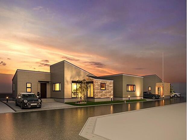 【街並み完成イメージ】
各邸にガーデンライトを使用し、住まいが暖かい雰囲気に演出されます。外出から帰ってきた時のちょっとした楽しみができます。
※画像はイメージパースのため実際と異なる場合がございます