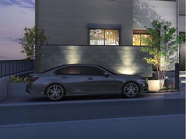 【【駐車場完成イメージ】】各邸に駐車スペースを用意してます。小型車であればさらに1台分のスペースもあります。
※画像はイメージパースのため実際と異なる場合がございます