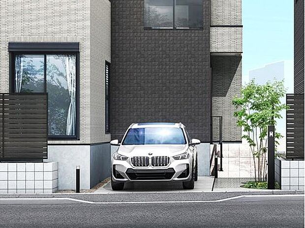 【【駐車場完成イメージ】】各邸に駐車スペースを用意してます。
※画像はイメージパースのため実際と異なる場合がございます