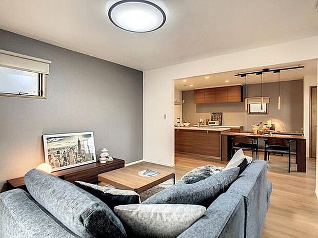 【モデルハウス　リビング】
LDKの広さは22.75帖！
※販売済モデルハウス