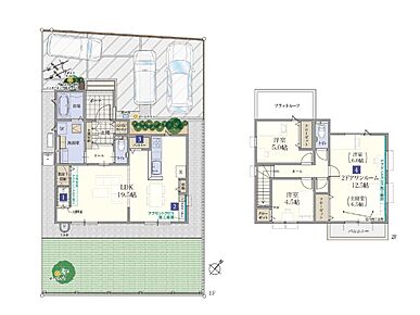 【14号棟】
・19.5帖のゆったりとしたLDKプラン
・洋室2ドアワンルームにて間仕切りすることで4LDKが可能
・「シューズインクローゼット」と「パントリー」完備で収納が充実した住まい 