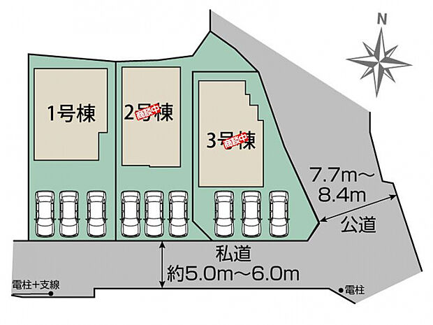 福島市笹木野大金谷尻3棟 区画図