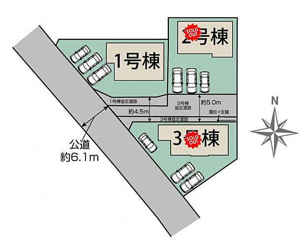 福島市方木田四斗蒔田3棟 区画図